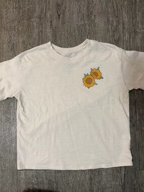SO White Tee with Yellow Sunflower Chest Print